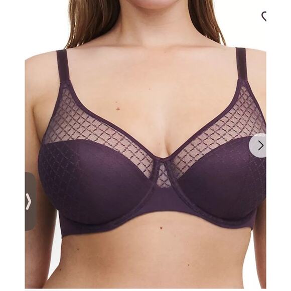 Chantelle Brands Norah Chic Unlined Underwire Bra Aubergine Purple 34H NEW - Picture 1 of 9